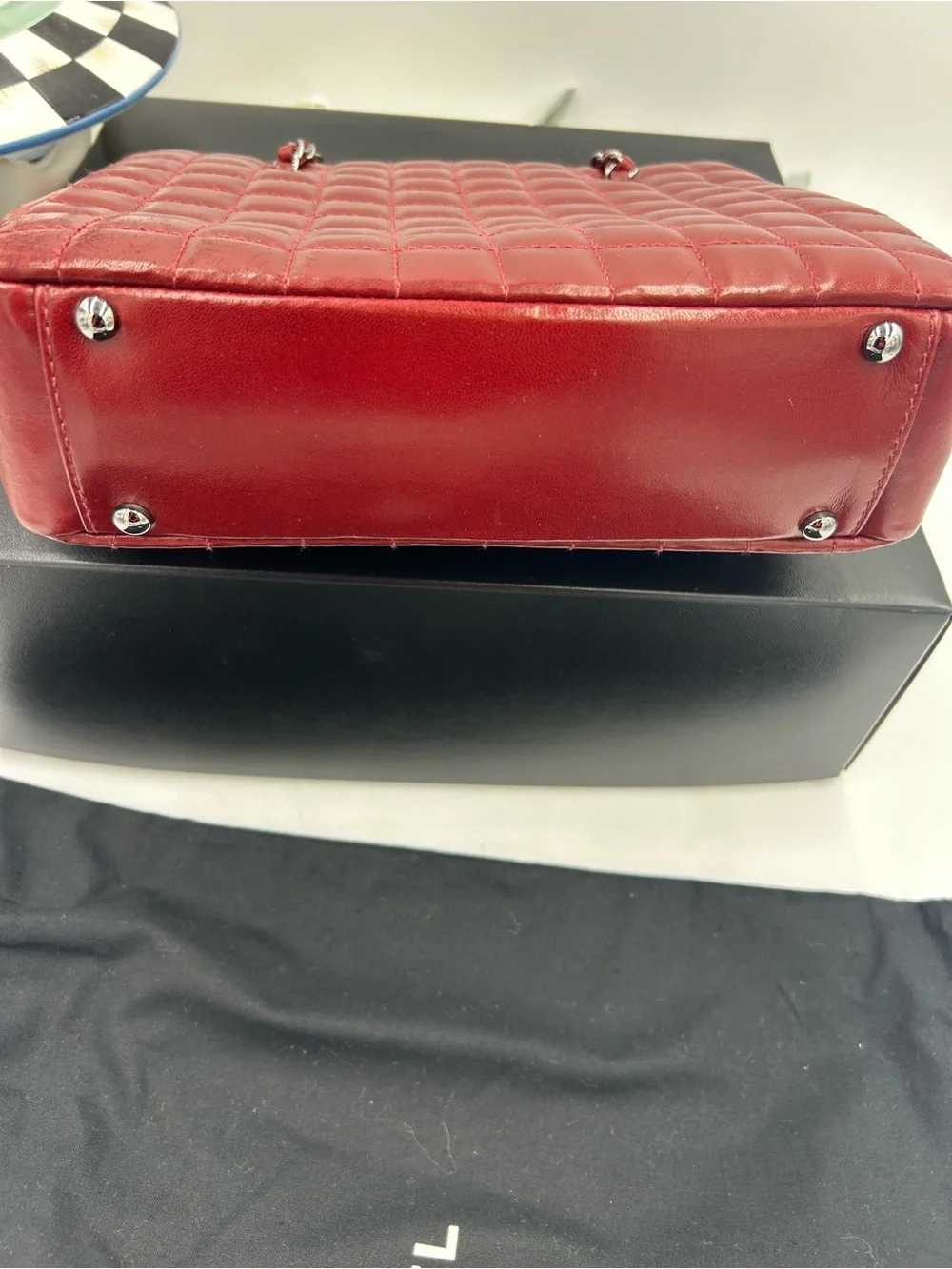 Women Chanel chocolate bar, Mademoiselle reissue square tote bag made in Italy